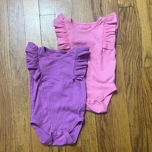Cat & Jack Pink and Purple Flutter Sleeve Bodysuits